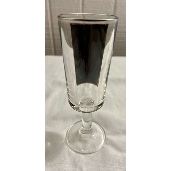 UNIQUE VINTAGE GALAXY TELEPHONE BAR GLASS C1960 Black & Gold Telephone Graphic - Picture 2 of 5